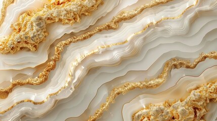 Detailed view of a white and gold marble surface with intricate veins