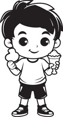 Chilling Bliss Iconic Graphic of a Boy Enjoying Ice Cream Icy Temptations Cartoon Boy Licking Ice Cream Vector Design