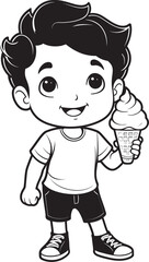 Frosted Fun Cartoon Boys Ice Cream Adventure Sweet Licks Vector Logo of a Cartoon Boy and His Ice Cream