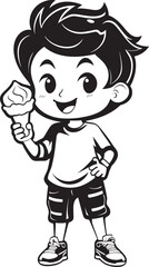Sweet Spectacle Cartoon Boy with Ice Cream Logo Design Chilly Chuckle Vector Logo of a Boy Chuckling with Ice Cream