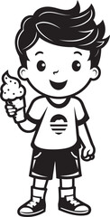 Sugary Smiles Vector Logo of a Kid with Ice Cream Joy Chilling Cheers Cartoon Boys Ice Cream Delight Icon