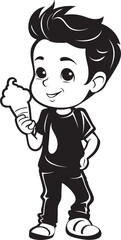 Chilling Chuckles Vector Logo of a Boy Laughing with Ice Cream Frosty Fascination Cartoon Boys Ice Cream Delight Logo