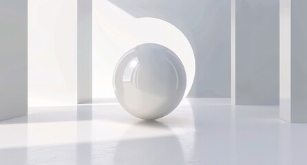 Sunlit Sphere A Glowing White Ball in a White Room Generative AI