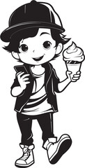 Icy Imaginations Vector Logo of a Boy and His Ice Cream Lick n Love Cartoon Logo of a Boy and His Frozen Treat