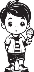 Frosted Frolic Cartoon Boy with Ice Cream Cone Icon Icy Imaginations Vector Logo of a Boy and His Ice Cream