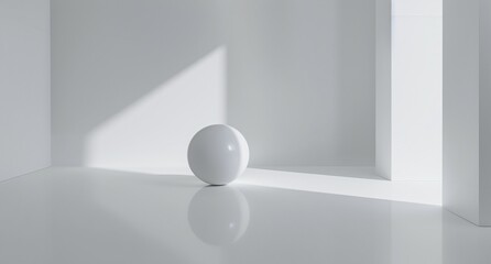 Sunlit White Ball in a White Room A Catchy, Adobe Stock-Optimized Title for a Modern, Minimalist Image Generative AI