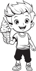 Cool Conquest Cartoon Logo Featuring a Boy and His Frozen Treat Frosty Flavors Iconic Graphics of a Boy and His Ice Cream Delight