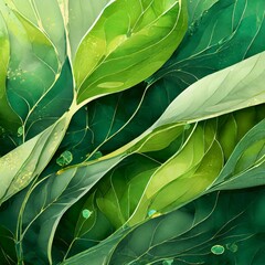 green leaves background.A lush green abstract background featuring fluid shapes and organic textures, evoking a sense of nature and tranquility.