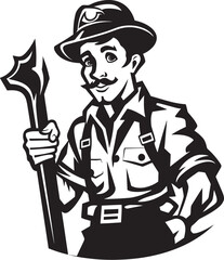 Flame Defender Vibrant Vector Logo of a Bravery Icon Siren Savior Cartoon Fireman Emblem of Rescue