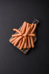 Delicious fresh small vegetarian sausages with salt, spices and herbs