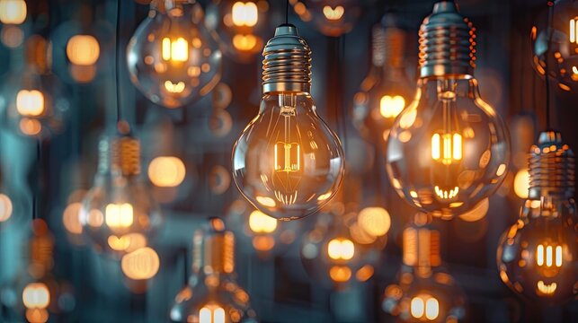 Light bulbs idea. Generative AI