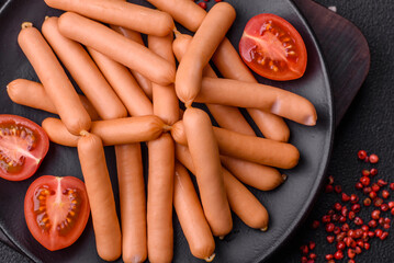 Delicious fresh small vegetarian sausages with salt, spices and herbs
