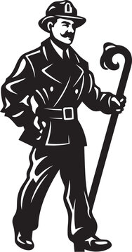 Firefighter Frontiersman Vector Logo Illustrating a Fearless Explorer Ember Enigma Cartoon Fireman Emblem of Mystery Logo