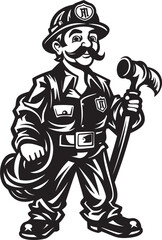 Blaze Beacon Vector Logo Design of a Firefighters Signal Courageous Chronicles Cartoon Fireman Emblematic Tale Logo