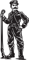 Flame Fighter Vector Logo Illustrating a Heroic Fireman Inferno Innovator Cartoon Fireman Emblem of Progress Logo