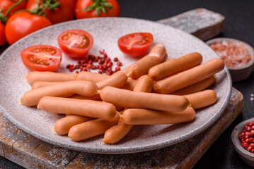 Delicious fresh small vegetarian sausages with salt, spices and herbs