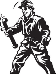 Courageous Commander Cartoon Fireman Leading the Charge Logo Vigilant Vigor Vibrant Fireman Logo Design