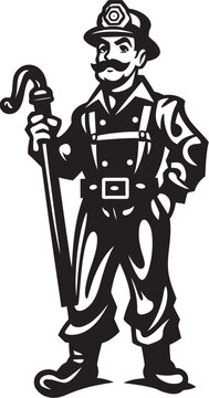 Blaze Beacon Vector Logo Design of a Firefighters Signal Courageous Chronicles Cartoon Fireman Emblematic Tale Logo