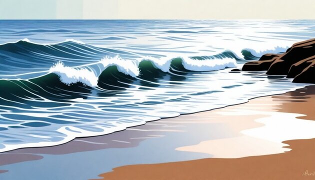 digital painting A pattern of gentle waves washing (31)