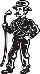 Blazing Beacon Cartoon Fireman Emblem as a Symbol of Hope Firefighter Forge Vector Logo of a Skilled Fireman