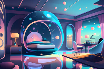 Blue room in the 3d. Background, illustration