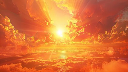 Orange sunset panorama. Generative AI