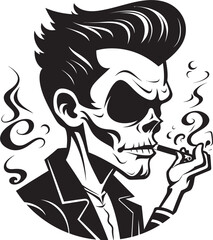 Stylish Stogie Cartoon Guy with Cigar Puffing Emblem Dapper Drew Vector Logo of a Suave Smoking Character