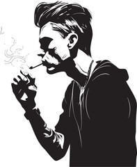 Smoke Signal Vibrant Vector Logo of a Smoking Cartoon Character Smokin Style Cartoon Guy with Cigarette Icon Emblem