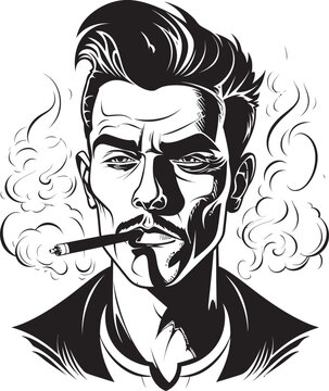 Cloud Cruiser Cartoon Guy with Smoking Emblem Graphic Smokin Steve Vibrant Vector Logo of a Cool Smoking Guy