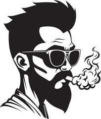 Suave Smoke Cartoon Guy with Smoking Symbolic Logo Casual Charm Vector Logo of a Relaxed Guy with a Smoke
