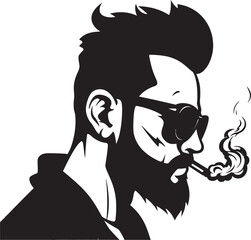 Smokin Style Cartoon Guy with Cigarette Icon Emblem Pipe Puffin Pete Vector Logo of a Smoking Pipe Enthusiast