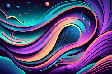 Dark abstract background with glowing wave. Shiny moving lines design element. Modern purple blue gradient flowing wave lines. Futuristic technology concept. Vector illustration, illustration