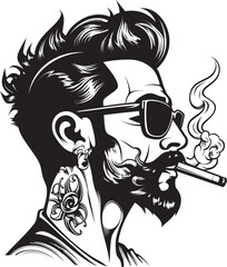 Pipe Puffin Pete Smoking Pipe Enthusiast Cartoon Character Cloud Cruiser Cartoon Guy with Smoky Atmosphere