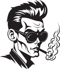 Smokin Steve Vibrant Vector Logo of a Smoking Enthusiast Hipster Haze Cartoon Guy with a Cigarette Graphic