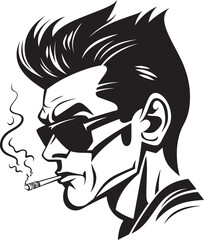 Cloud Cruiser Cartoon Guy with a Cloud of Smoke Smokin Steve Vibrant Vector Logo of a Smoking Enthusiast