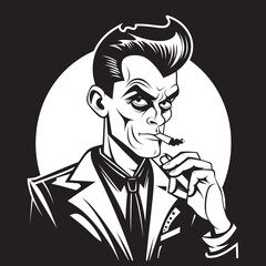 Hipster Haze Vector Logo of a Stylish Guy Smoking Smoking Sensation Cartoon Guy with Smoking Symbol Graphic