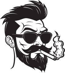 Hipster Haze Vector Logo of a Stylish Guy Smoking Smoking Sensation Cartoon Guy with Smoking Symbol Graphic