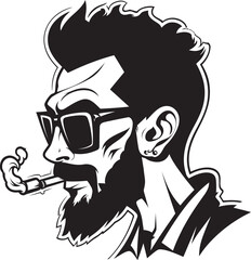 Smokin Sophistication Vector Logo of a Suave Smoking Guy Rebel Relaxation Cartoon Guy with Smoking Icon Emblem