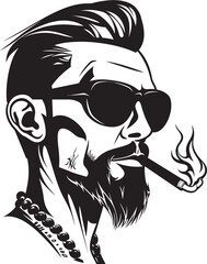 Slick Smoke Cartoon Guy with Smoking Illustration Logo Smokin Sophistication Vector Logo of a Suave Smoking Guy