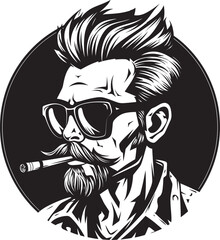 Smokin Stance Cartoon Guy with Smoking Graphic Emblem Edgy Emission Vector Logo of a Guy with a Smoke in Style