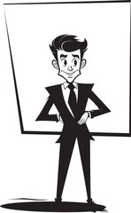 Banner Buddy Vector Logo of a Friendly Guy Holding a Sign Signbearer Steve Cartoon Man Holding a Sign Vector Logo