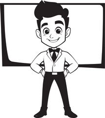 Signbearer Steve Cartoon Man Holding a Sign Vector Logo Boardwielder Bob Vibrant Vector Logo of a Sign Holding Cartoon Character