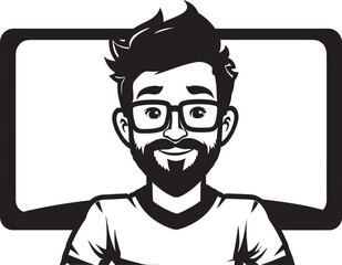 Message Messenger Cartoon Character with Sign Emblem Graphic Signpost Sam Vector Logo of a Smiling Sign Holder