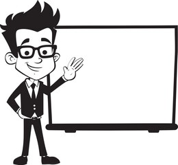 Placard Partner Cartoon Man with Sign Graphic Design Signbearer Steve Cartoon Man Holding a Sign Vector Logo