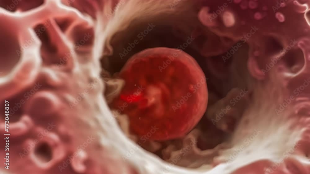 Poster a closeup of a single red cell showing its disclike shape and the bumpy surface of its membrane. ins