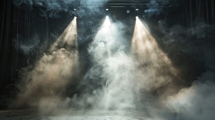 Smoke spotlight stage. Generative AI
