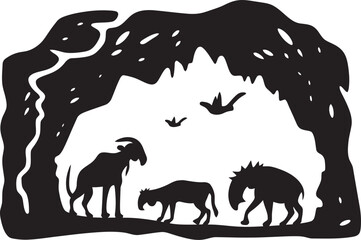 Neolithic Narratives Vector Logo Inspired by Ancient Artistry Dawn of Creativity Cave Art Symbolic Logo Design