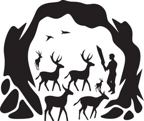 Paleolithic Perspectives Vector Logo of Prehistoric Cave Art Stone Age Stories Cave Painting Icon Graphic Design