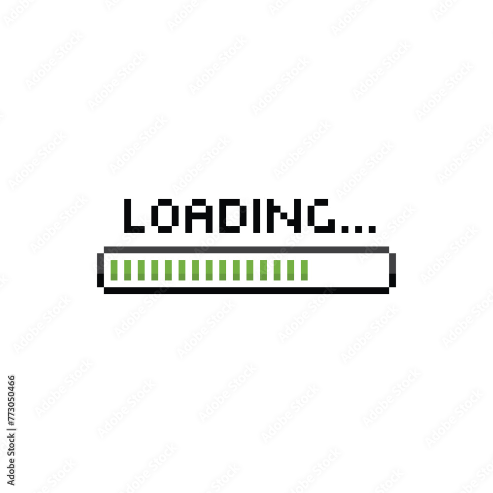 Poster loading 8 bit icon vector pixel art loading bar for game