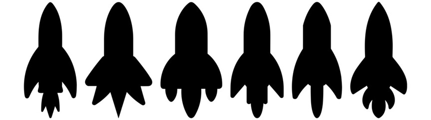 Rocket silhouette set vector design big pack of illustration and icon